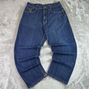 VTG Y2K Makaveli Branded Blue Baggy Hip Hop Rap Jeans Sz 36